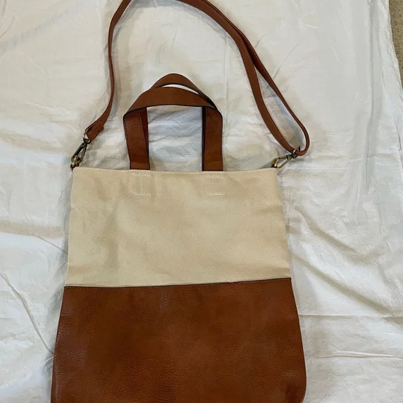 Free People Vegan Leather and Canvas Tote - Picture 4 of 7